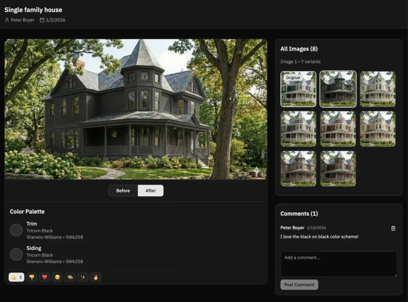 Sharing color options