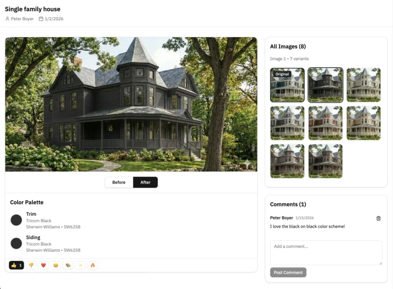 Sharing color options