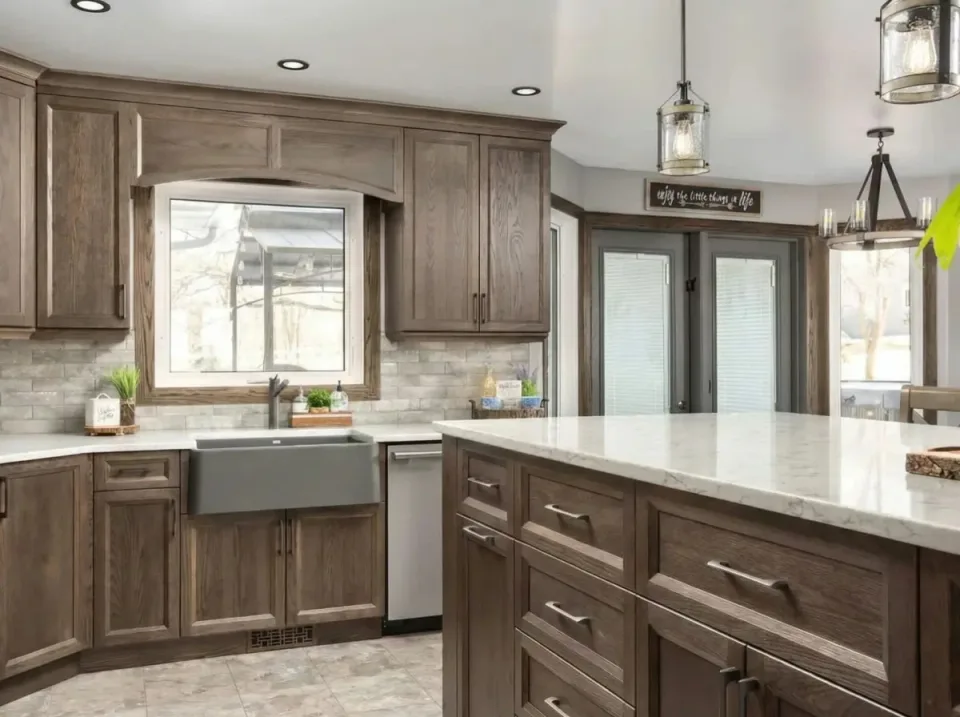 Original oak kitchen cabinets