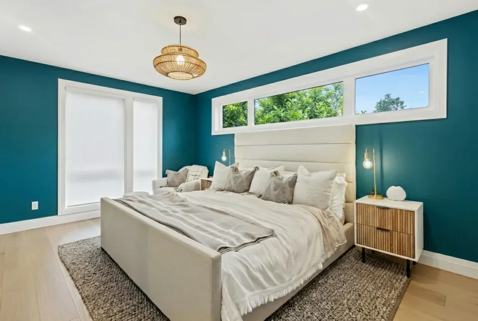 Living room walls painted with Oceanside