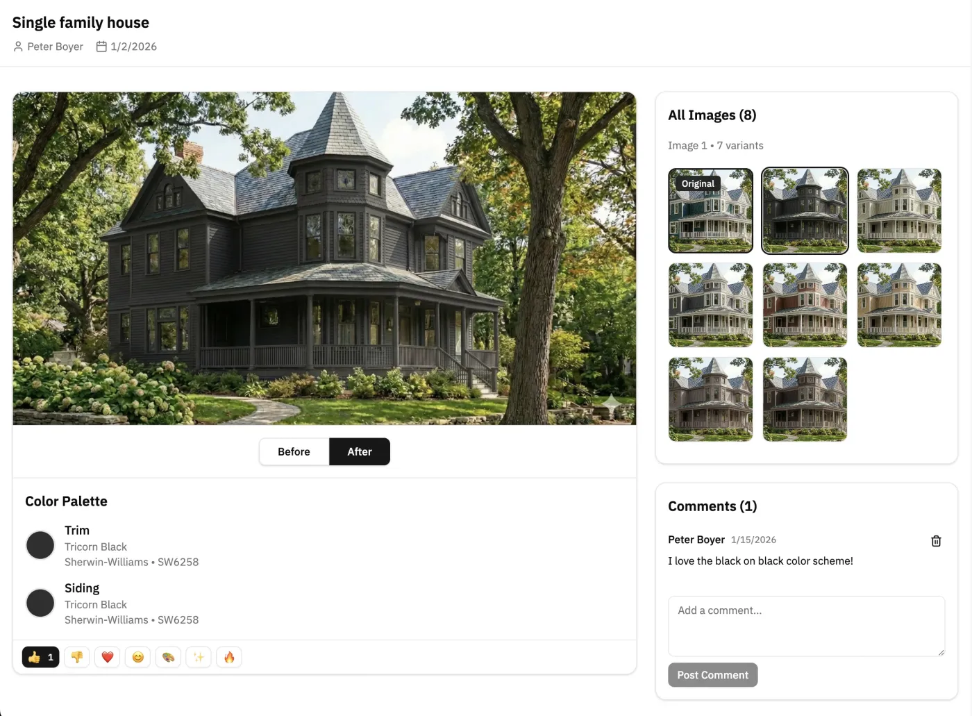 Sharing color options